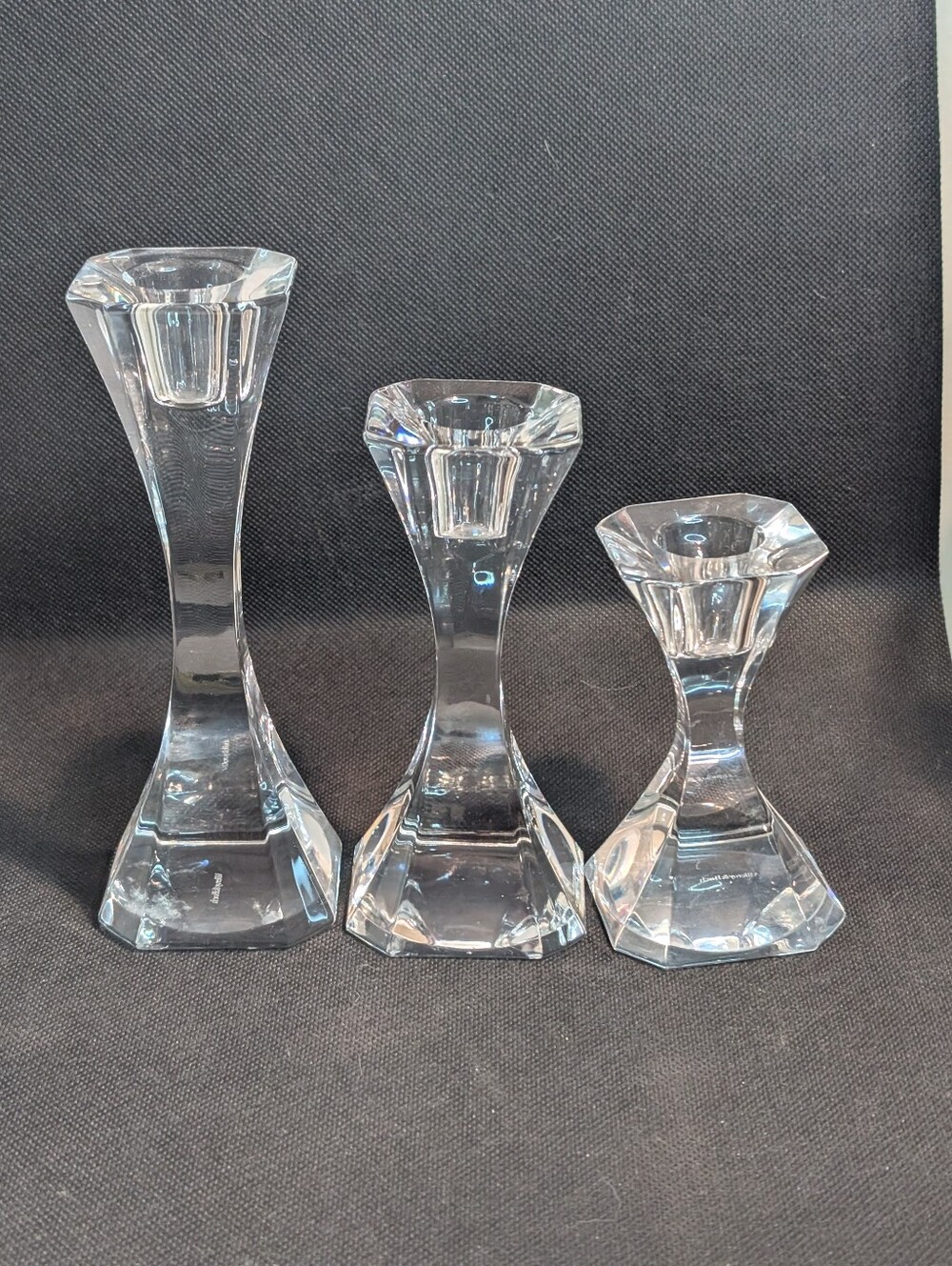 Vintage Villeroy & Boch Crystal Candle Holders Set of 3 Excellent condition